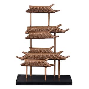 Dann Foley - Tiered Asian Pagoda - Brass and Black Iron - 19.5 in. H