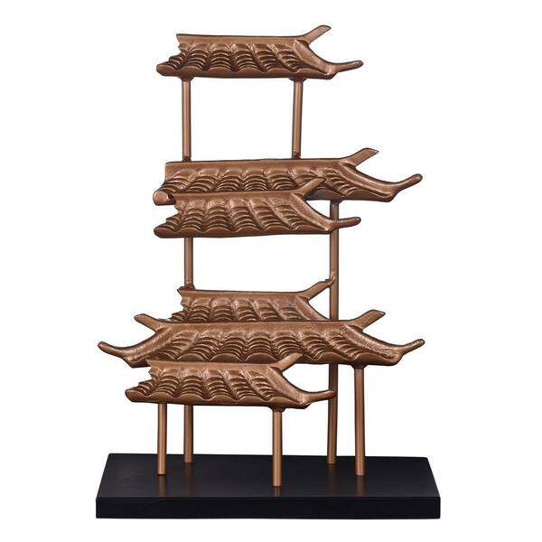 StyleCraft Dann Foley - Tiered Asian Pagoda - Brass and Black Iron - 19.5 in. H
