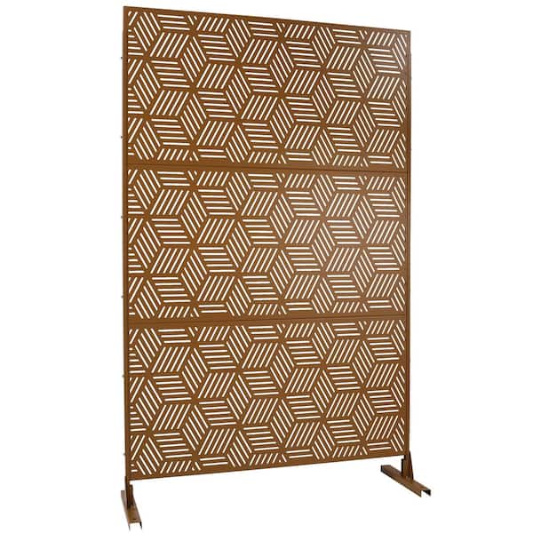 Unbranded 6.3 ft. H x 4 ft. W Brown Outdoor Privacy Screen Metal Garden Fence Decorative Privacy Screen Privacy Screen Panel