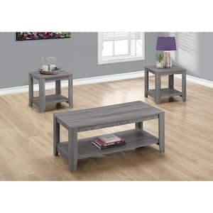 Jasmine 42 in. Grey Rectangle Particle Board Coffee Table with Shelves