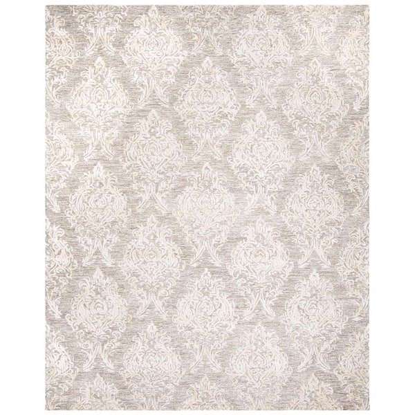 Glamour 9 ft. x 12 ft. Gray/Ivory Ornate Diamond Area Rug