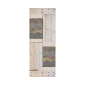 S Series 30 in. x 84 in. Multi-Textured Finished DIY Solid Wood Barn Door Slab - Hardware Kit Not Included
