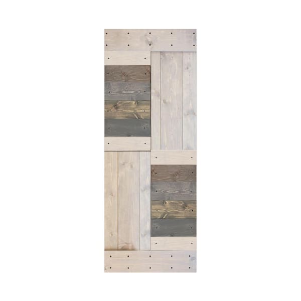 ISLIFE S Series 30 in. x 84 in. Multi-Textured Finished DIY Solid Wood Barn Door Slab - Hardware Kit Not Included