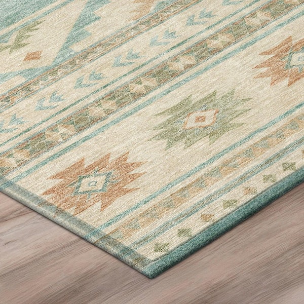 Chantille Machine Washable Indoor/Outdoor Abstract ACN3075 Seafoam 9 ft. x 12 ft. Area Rug