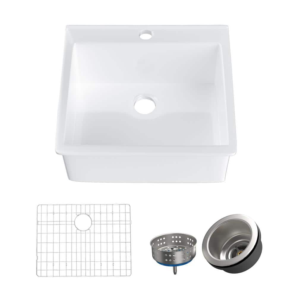 HOMLYLINK Kitchen Sink 24 In Drop In Top Mount Single Bowl White   White Homlylink Drop In Kitchen Sinks Em Tmfkhsb4b2w 64 1000 