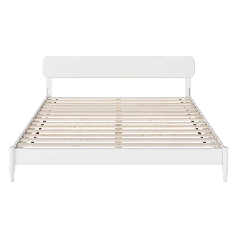 Florence White King Solid Wood Low Profile Platform Bed