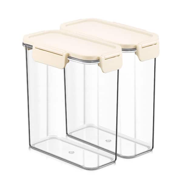 Stackable Plastic Food Storage Container with Lids (2 Pack), Clear Airtight Pantry Canister for Kitchen Organization