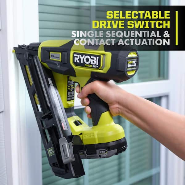RYOBI ONE+ HP 18V Brushless Cordless 15-Gauge 34° Angled RYOBI ONE+ HP 18V Brushless Cordless 15-Gauge 34° Angled