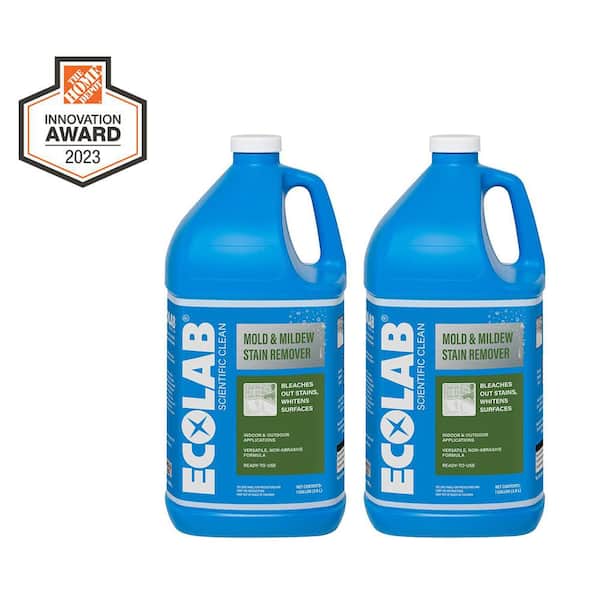 ECOLAB 1 Gal. Mold and Mildew Stain Bleach Powered Remover, Scrub Free Formula for Bathroom, Kitchen, Pool, Patio (2-Pack)