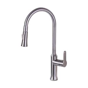 8.27 in. Single-Handle Pull-Down Sprayer Kitchen Faucet in Brushed Nickel