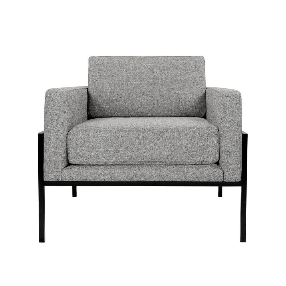 Gray Faux Leather and Metal Modern Accent Chair