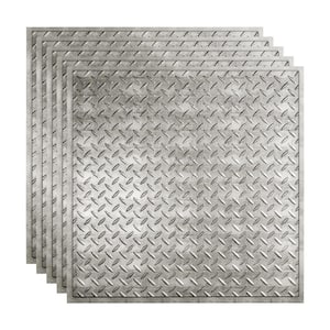 Diamond Plate 2 ft. x 2 ft. Crosshatch Silver Lay-In Vinyl Ceiling Tile (20 sq. ft.)
