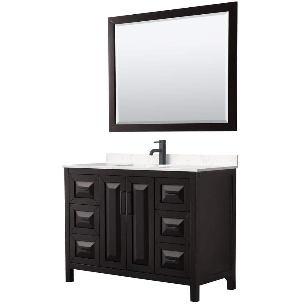 "Daria 48 in. W x 22 in. D x 35.75 in. H Single Bath Vanity in Dk Espresso with Carrara Cultured Marble Top & 46"" Mirror" price history on PriceWatchPro