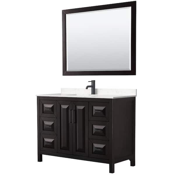 Wyndham Collection Daria 48 in. W x 22 in. D x 35.75 in. H Single Bath Vanity in Dark Espresso w/ Carrara Cultured Marble Top 46 in. Mirror
