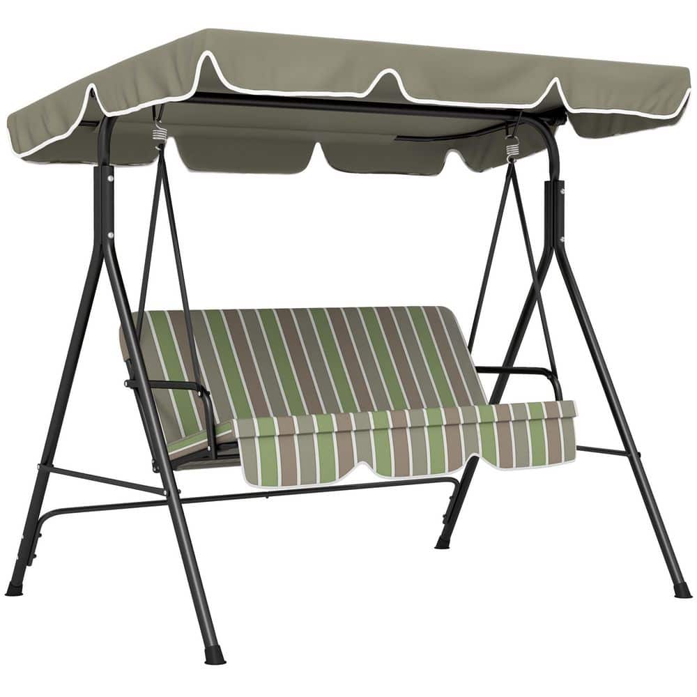 Beige and Green Metal Outdoor Patio Swing Chair with Adjustable Tilt Canopy and Removable Cushion for Patio, Garden, price history on PriceWatchPro