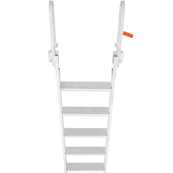 Retractable Dock Ladder 5-Steps 4 in. Wide Standard Adjustable Swim Ladder Aluminum 350 lbs. Load, Dock Ladder.