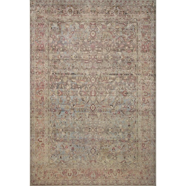 Adrian Ocean/Clay 7'-6" x 9'-6" Oriental Printed Polyester Pile Area Rug