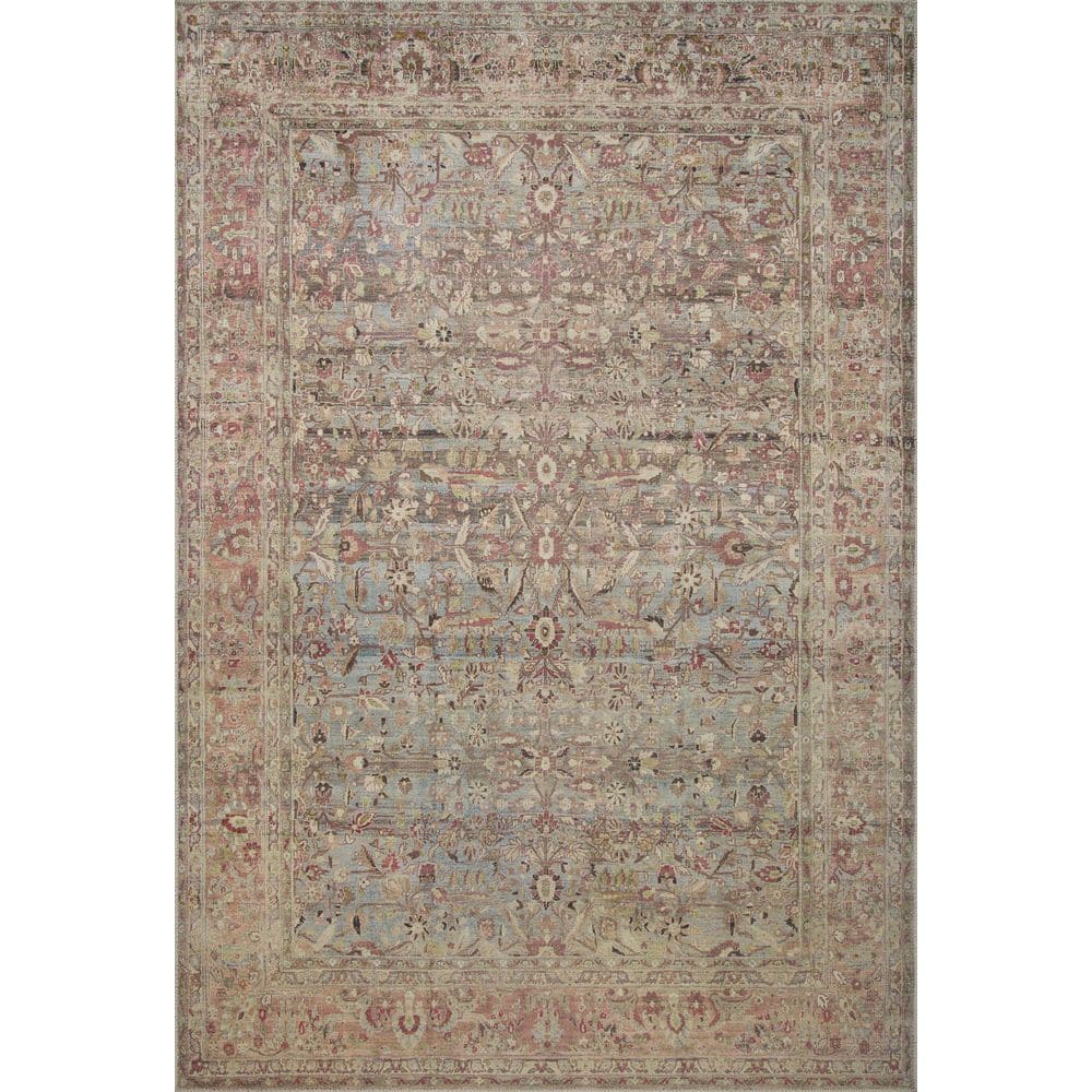 Adrian Blue and Clay Hand-knotted Synthetic Rug