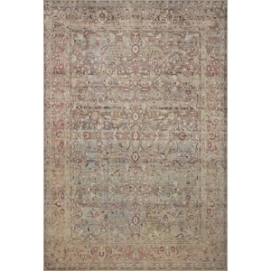 Adrian Ocean/Clay 5'-0" x 7'-6" Oriental Printed Polyester Pile Area Rug