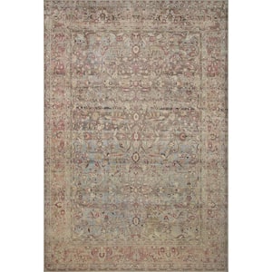 Adrian Ocean/Clay 7'-6" x 9'-6" Oriental Printed Polyester Pile Area Rug