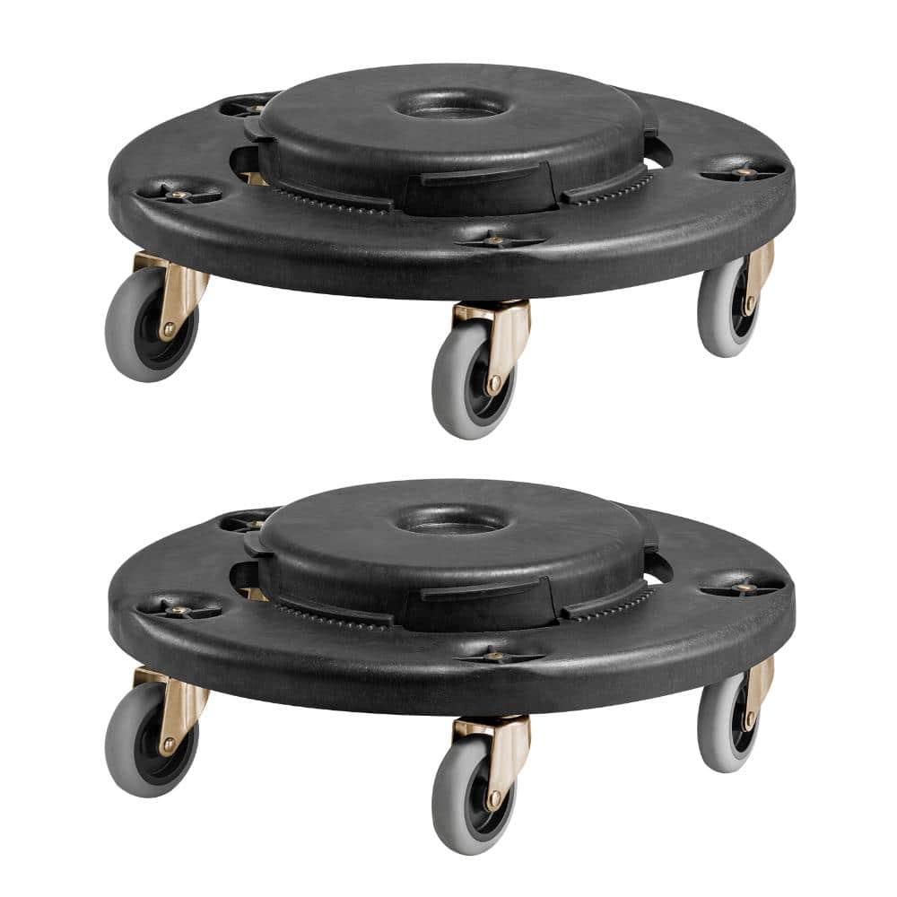 2-PCS Black 500 lb. Capacity Plastic Trash Can Hand Truck with 5 3 in. Swivel Casters for 20, 32, 44, 55 Gal Garbage price history on PriceWatchPro