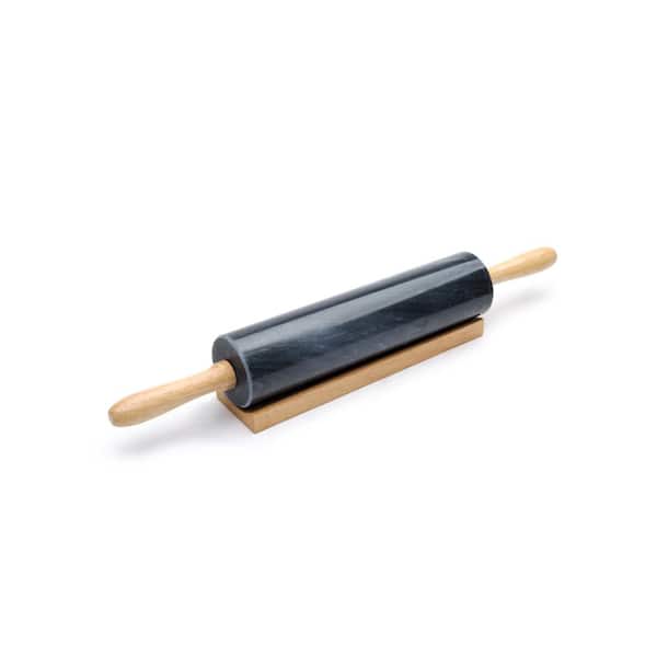 Fox Run Black Marble Rolling Pin and Base
