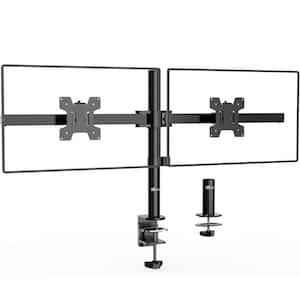 13 in. x 32 in. Heavy-Duty Dual Monitor Mount with 22 lbs. Per Arm and 360° Rotate from Landscape to Portrait in Black