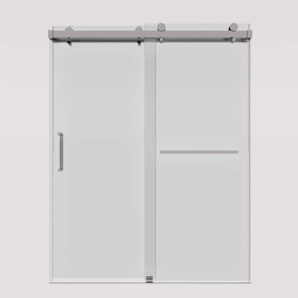 HOROW 59 in. W x 76 in. H Sliding Frameless Shower Door in Chrome