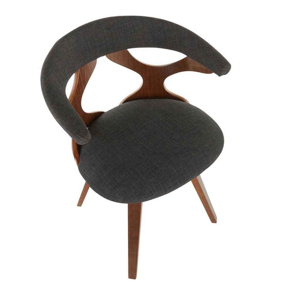 Charcoal Velvet Upholstered Swivel Side Chair with Wood Legs
