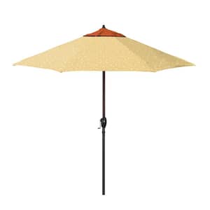 9 ft. Bronze Aluminum Market Patio Umbrella with Crank Lift Autotilt in Pottery and Palmetto Sawgrass Pacifica Premium