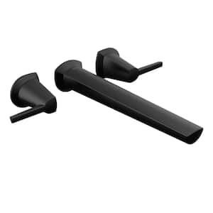 Galeon 2-Handle Wall-Mount Roman Tub Faucet Filler Trim Kit in Matte Black (Valve Not Included)