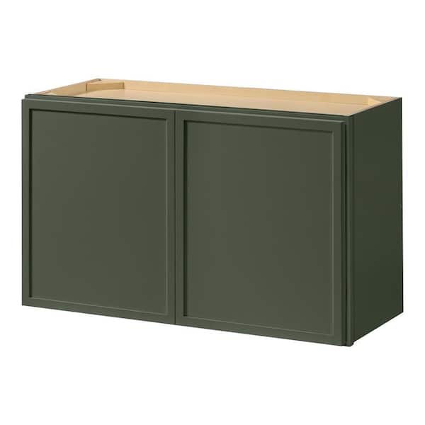 Leyton 30 in. W x 12 in. D x 18 in. H Ready to Assemble Plywood Slim Shaker Wall Bridge Kitchen Cabinet in Fern Green