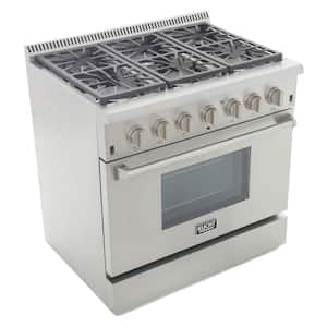 Professional Style 36 in. 5.2 cu. ft. Propane Dual Fuel Range with Sealed Burners and Convection Oven in Stainless Steel