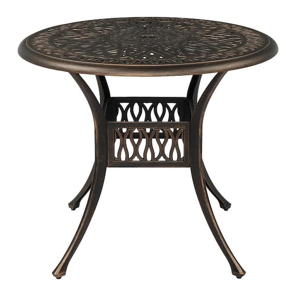 Round Bronze Metal Outdoor Dining Table