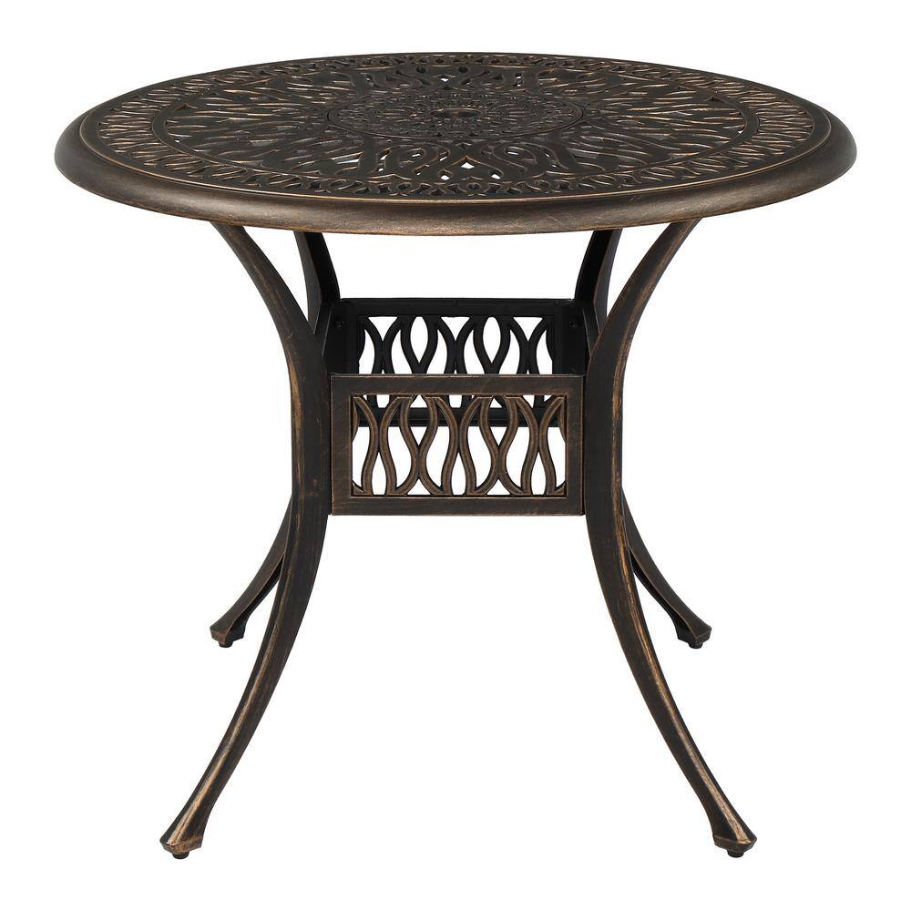 Bronze Round Cast Aluminum Outdoor Dining Table