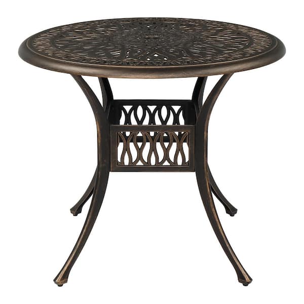 TIRAMISUBEST 35.43 in. x 35.43 in. x 29.53 in. Bronze Round Aluminum Outdoor Coffee Table Dining Table