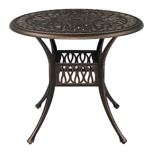 Round Bronze Metal Outdoor Dining Table