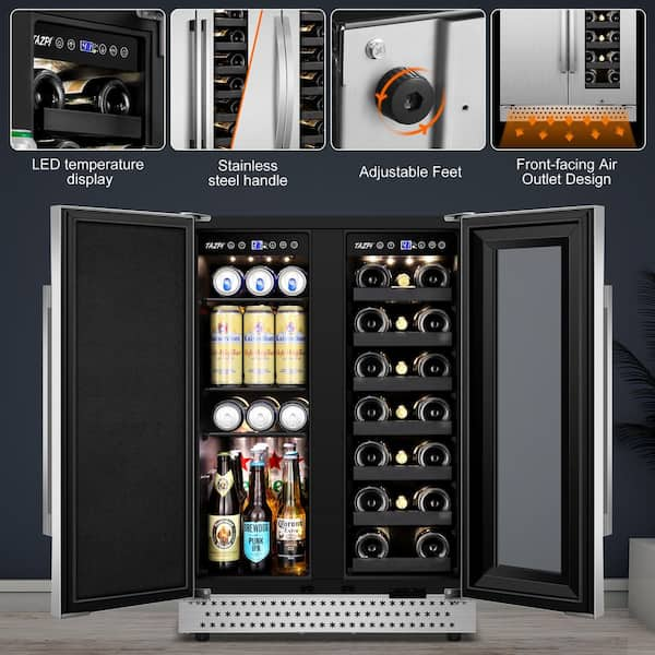 TCL 23.4-in W 20-Bottle Capacity Stainless Steel Dual Zone Cooling  Built-In/Freestanding Wine Cooler