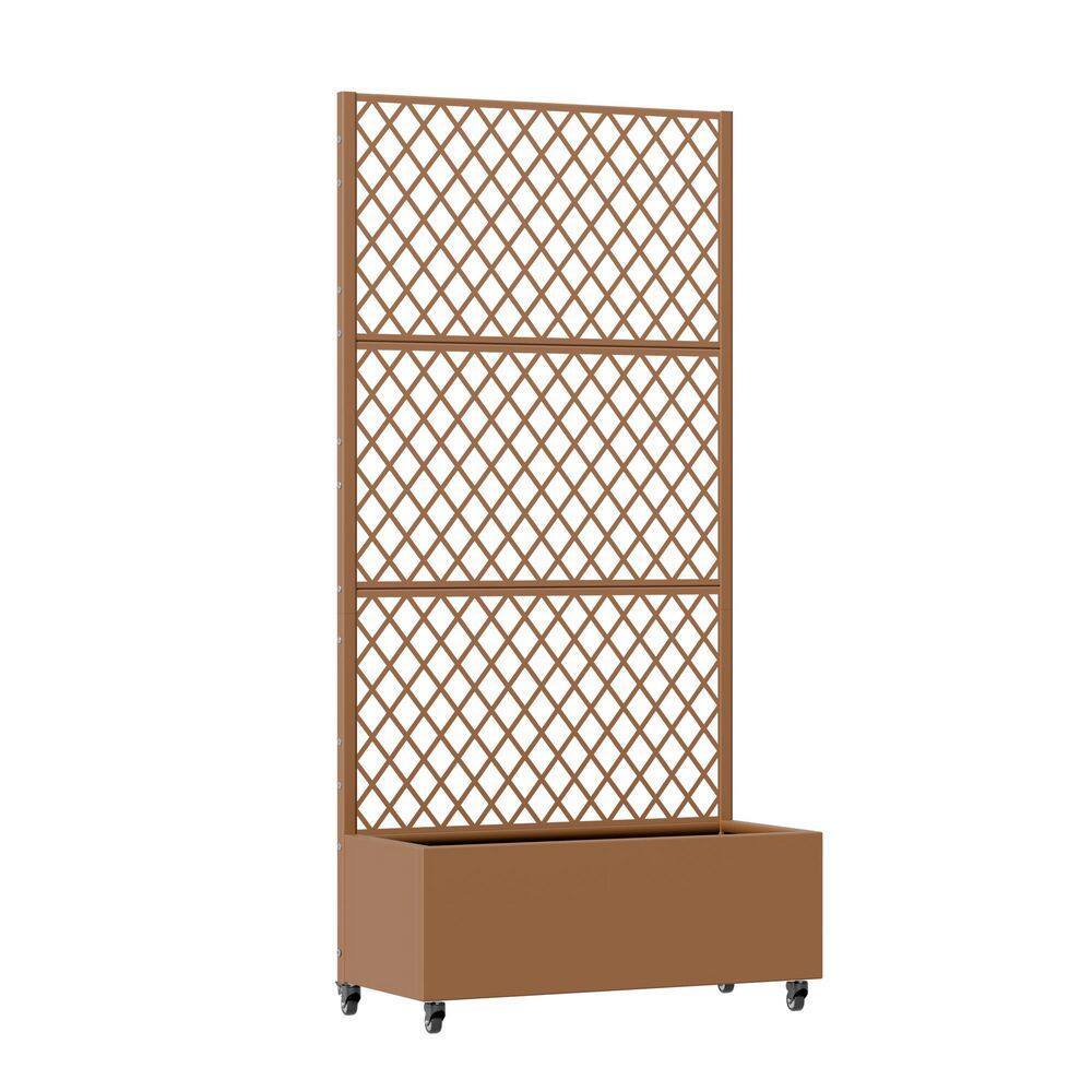 72 in. H x 35 in. W Metal Brown Rectangle Pots and Planter Raised Box with Trellis for Vine Climbing Plants price history on PriceWatchPro