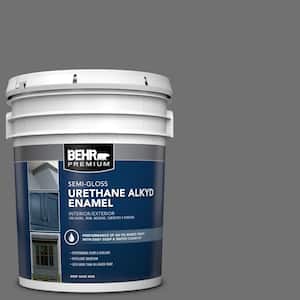 5 gal. #AE-48 Machine Gray Urethane Alkyd Semi-Gloss Enamel Interior/Exterior Paint