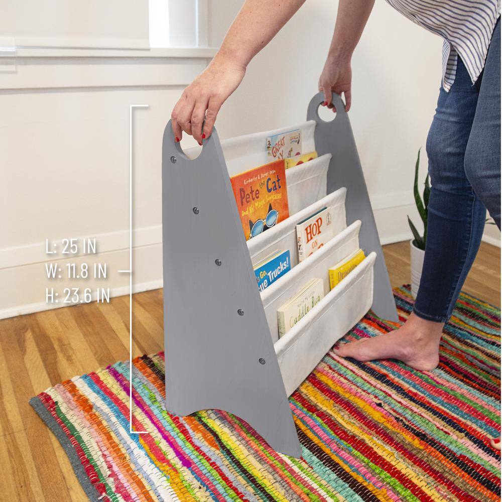 White and Gray Modern Sling Kids Bookshelf