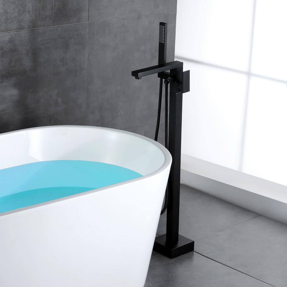 Matte Black Brass Freestanding Tub Faucet with Hand Shower
