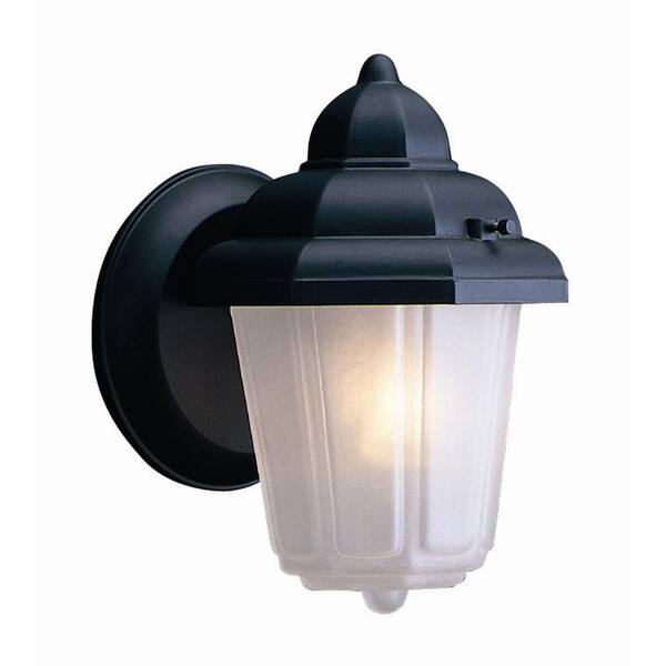Design House Maple Street Black Outdoor Die-Cast Wall Lantern Sconce with Frosted Glass