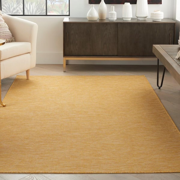 Positano Yellow 4 ft. x 6 ft. Solid Modern Indoor/Outdoor Patio Area Rug