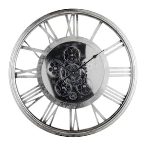Silver Hereford Industrial Round Wall Clock