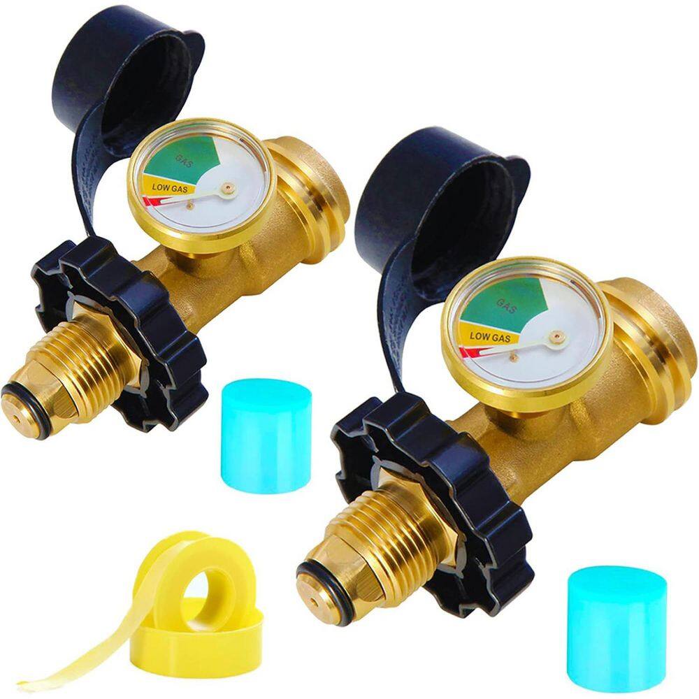 2 Pack Propane Tank Adapter with Gauge Converts POL LP Tank Service Valve to QCC1 Type 1 Connection 5-100lb price history on PriceWatchPro
