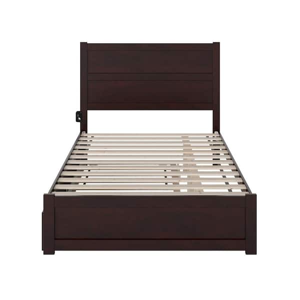 AFI NoHo Espresso Full Solid Wood Platform Bed with Footboard and Twin