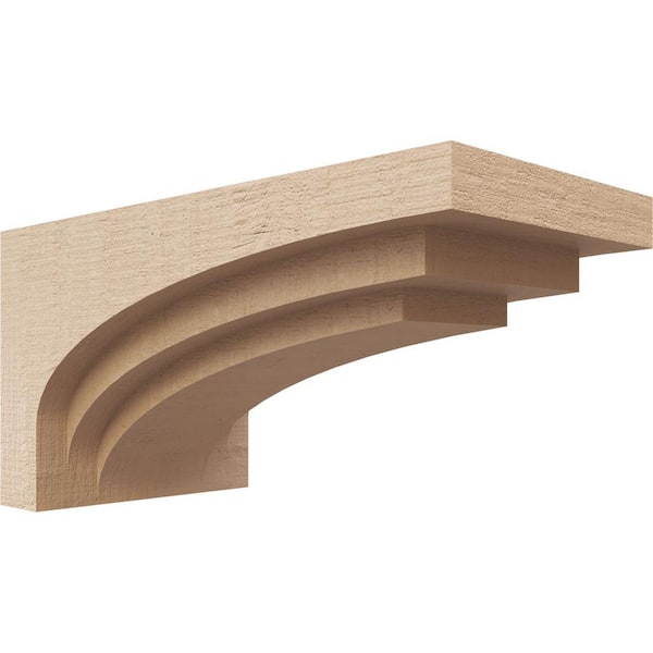 Ekena Millwork 4 in. x 4 in. x 8 in. Series 3 Wide Rockford Rough Cedar Woodgrain Timberthane Polyurethane Corbel, Primed Tan