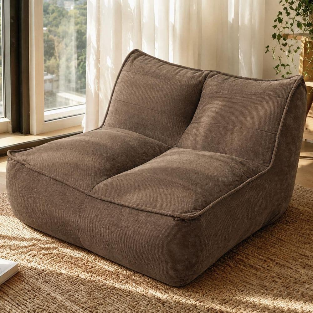 Brown Corduroy 40.00 in. Modular Style Accent Armless Sofa with CloudDesign