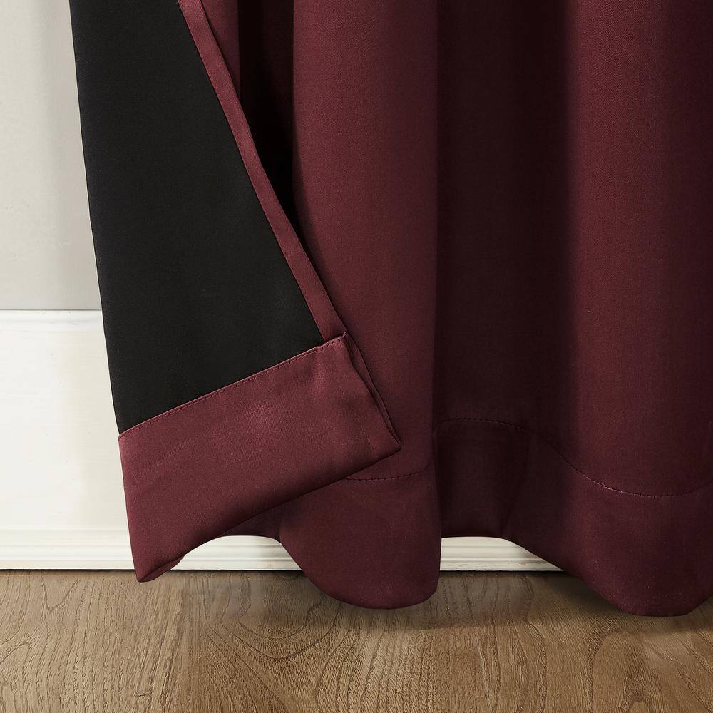 Wine Red 84" Polyester Blackout Grommet Curtain Panel